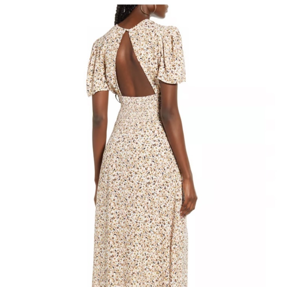 AFRM Jamie Print Open Back Dress Medium